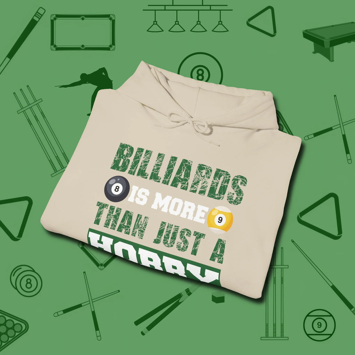 More Than A Hobby Hoodie, folded view, in Sand because the table is your battlefield