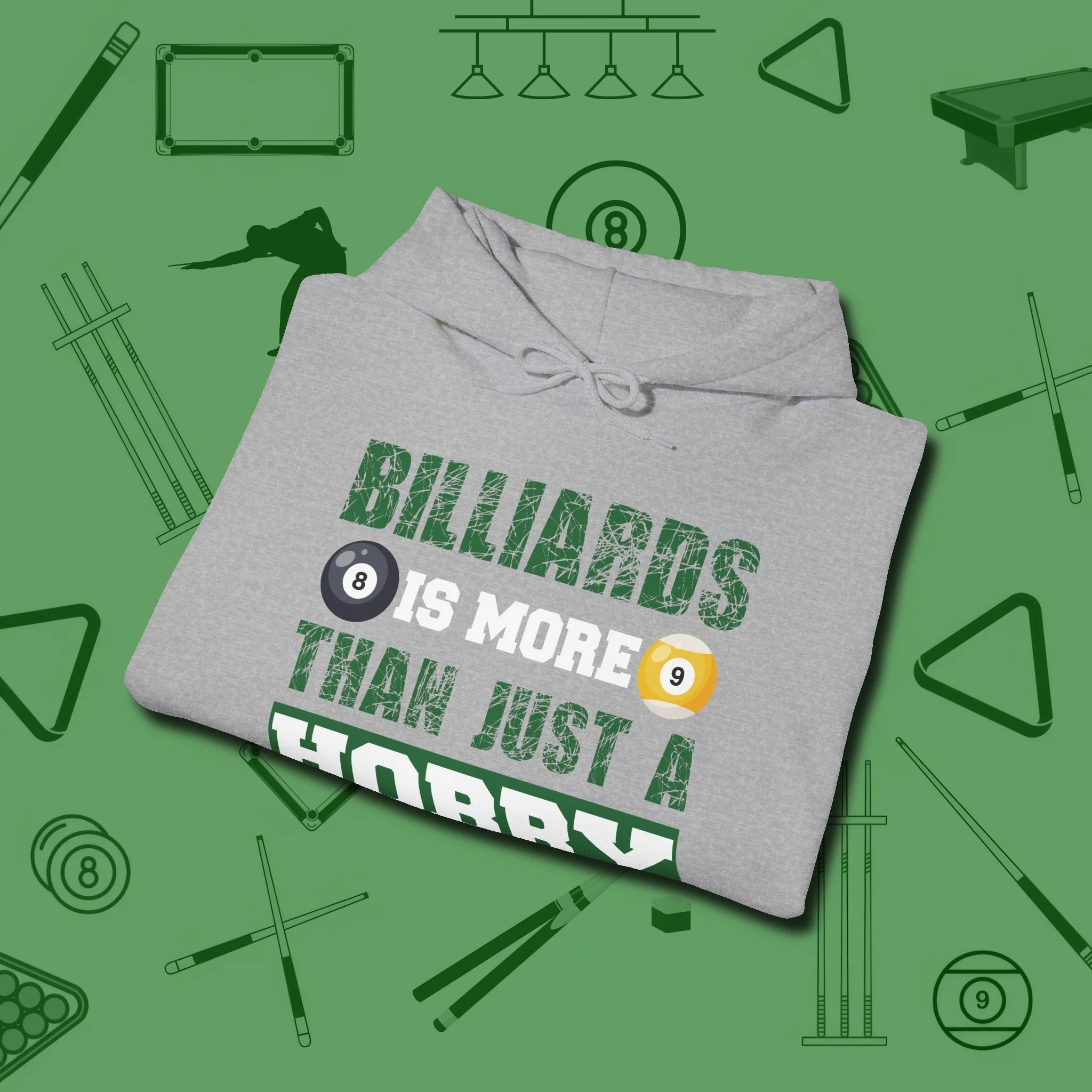 More Than A Hobby Hoodie, folded view, in Sport Grey clean lines for dirty minds