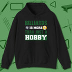 More Than A Hobby Hoodie, front view, in Black strike fear with swagger and precision