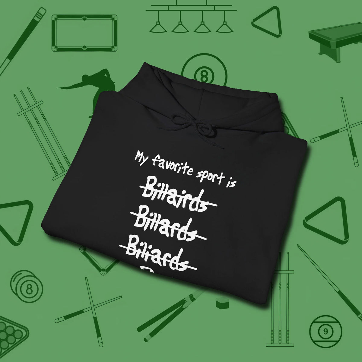 My Favorite Sport Is Hoodie, folded view, in Black for shooters who dress like they play: sharp