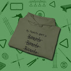 My Favorite Sport Is Hoodie, folded view, in Military Green cool enough for a corner pocket finish