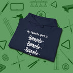 My Favorite Sport Is Hoodie, folded view, in Navy where cue control meets personal style