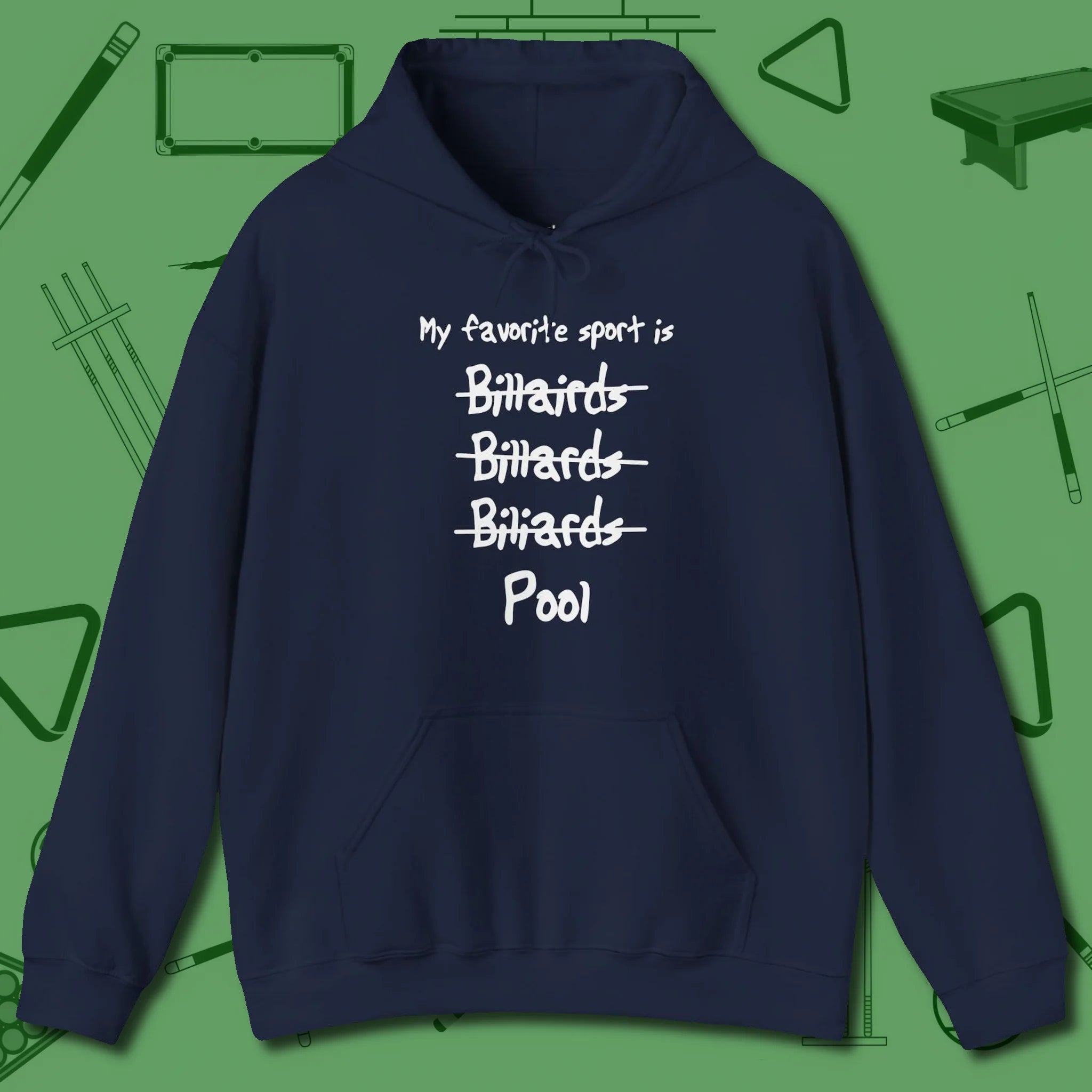 My Favorite Sport Is Hoodie, front view, in Navy fashion with break-and-run energy