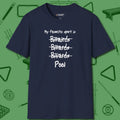 My Favorite Sport Is T-Shirt, front view, in Navy your secret weapon off the table