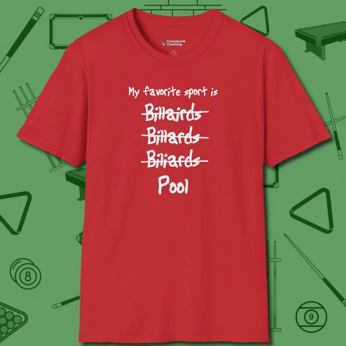 My Favorite Sport Is T-Shirt, front view, in Red look good while calling your pocket