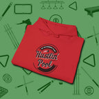 My Retirement Plan Hustlin' Hoodie, folded view, in Red subtle drip for serious shooters