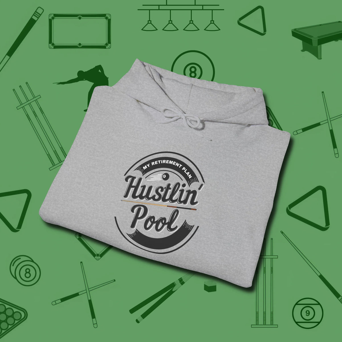 My Retirement Plan Hustlin' Hoodie, folded view, in Sport Grey strike fear with swagger and precision