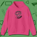 My Retirement Plan Hustlin' Hoodie, front view, in Heliconia the official uniform of the after-hours crew