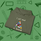 Need a Break 8-Ball Hoodie, in Military Green color, billiards hoodie, folded view