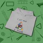 Need a Break 8-Ball Hoodie, in Sport Grey color, billiards hoodie, folded view