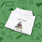 Need a Break 8-Ball Hoodie, in White color, billiards hoodie, folded view