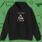 Need a Break 8-Ball Hoodie, in Black color, billiards hoodie, front view