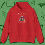 Need a Break 8-Ball Hoodie, in Red color, billiards hoodie, front view