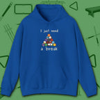 Need a Break 8-Ball Hoodie, in Royal color, billiards hoodie, front view