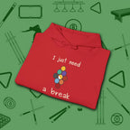 Need a Break 9-Ball Hoodie, in Red color, billiards hoodie, folded view