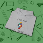 Need a Break 9-Ball Hoodie, in Sport Grey color, billiards hoodie, folded view