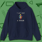 Need a Break 9-Ball Hoodie, in Navy color, billiards hoodie, front view