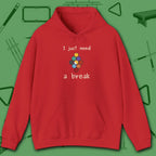 Need a Break 9-Ball Hoodie, in Red color, billiards hoodie, front view
