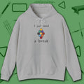 Need a Break 9-Ball Hoodie, in Sport Grey color, billiards hoodie, front view
