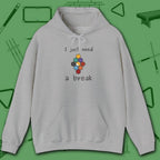 Need a Break 9-Ball Hoodie, in Sport Grey color, billiards hoodie, front view