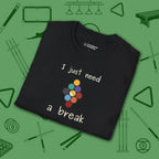 Need a Break 9-Ball T-Shirt, in Black color, billiards shirt, folded view