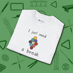 Need a Break 9-Ball T-Shirt, in White color, billiards shirt, folded view