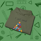 Need A Break Eight Ball Hoodie, folded view, in Military Green style that banks as hard as you do