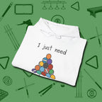Need A Break Eight Ball Hoodie, folded view, in White as serious as your stroke