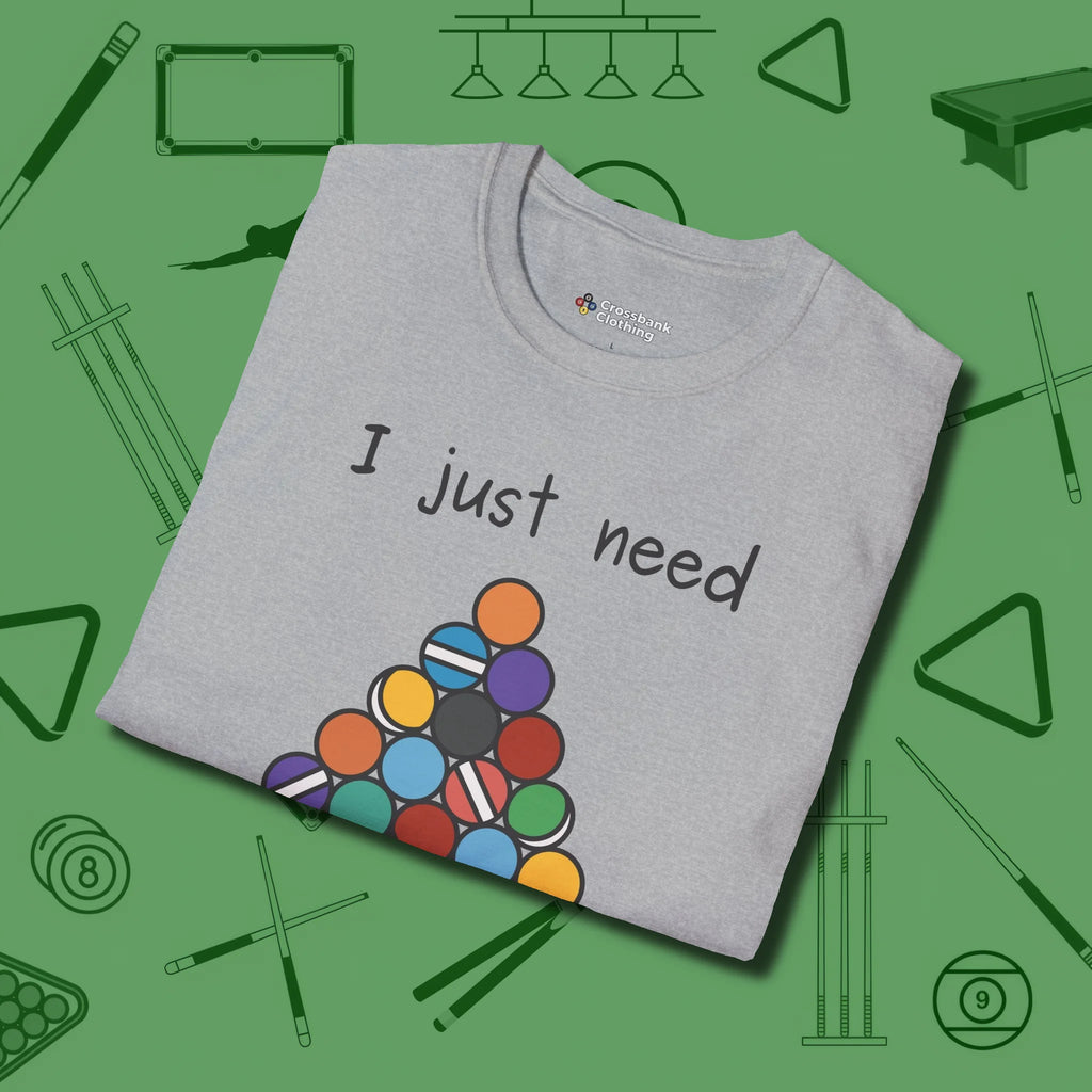 Need A Break Eight Ball T-Shirt, folded view, in Sport Grey smart apparel for strategic players