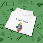 Need A Break Nine Ball Hoodie, folded view, in White clean lines for dirty minds