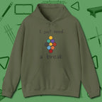 Need A Break Nine Ball Hoodie, front view, in Military Green stitched for cue discipline and cool confidence