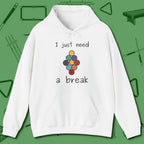 Need A Break Nine Ball Hoodie, front view, in White your secret weapon off the table
