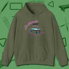 Neon Dream Billiards Hoodie, front view, in Military Green from chalk to clutch, look the part