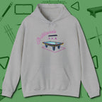 Neon Dream Billiards Hoodie, front view, in Sport Grey smart enough for the felt and the street
