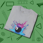 Neon Splash Eight Ball T-Shirt, folded view, in Sport Grey for shooters who dress like they play: sharp