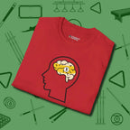 Nine Ball Brain T-Shirt, folded view, in Red strike fear with swagger and precision