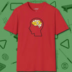 Nine Ball Brain T-Shirt, front view, in Red like your stroke — smooth and deliberate