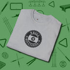 Nine Ball Emblem T-Shirt, folded view, in Sport Grey not your average 8-ball graphic tee