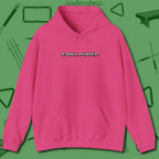 9 Ball Hoodie, front view, in Heliconia confidence stitched in every seam