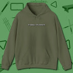 9 Ball Hoodie, front view, in Military Green what champions wear between racks
