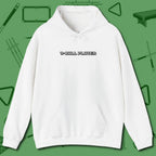 9 Ball Hoodie, front view, in White look good while calling your pocket