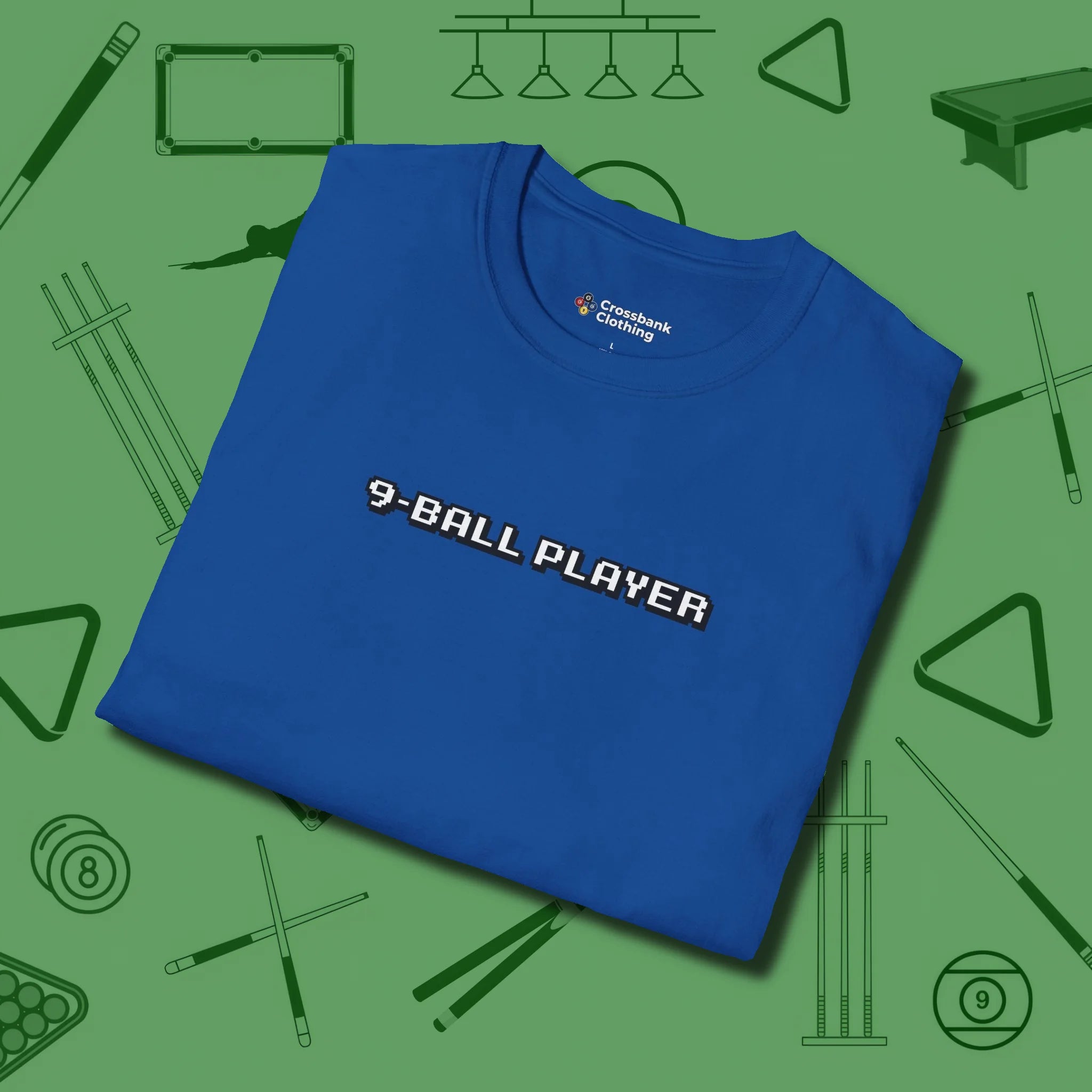 9 Ball T-Shirt, folded view, in Royal a clean fit for the dirtiest safeties