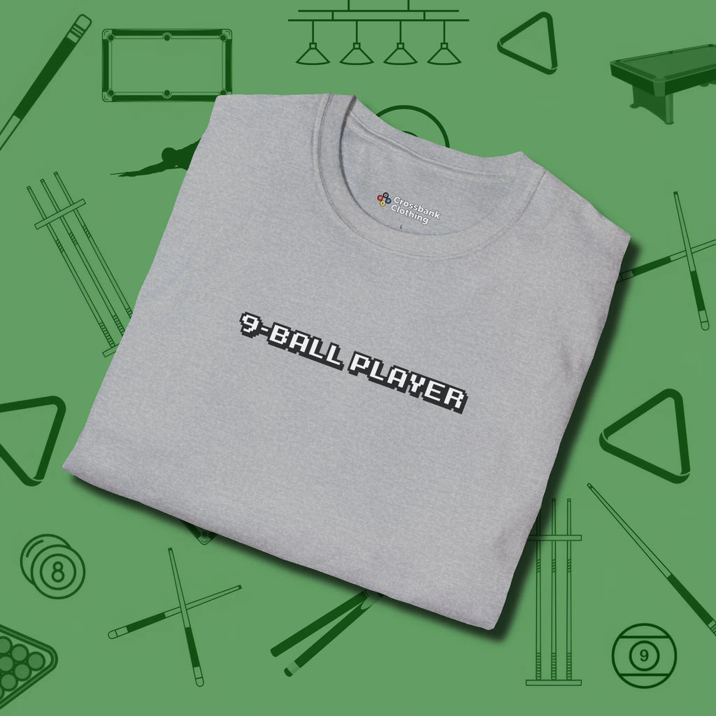 9 Ball T-Shirt, folded view, in Sport Grey fashion with break-and-run energy