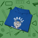 Nine Ball Rider Hoodie, folded view, in Royal it’s not a hobby — it’s a lifestyle