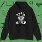 Nine Ball Rider Hoodie, front view, in Black not your average 8-ball graphic tee