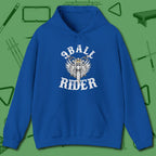 Nine Ball Rider Hoodie, front view, in Royal strike fear with swagger and precision