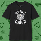 Nine Ball Rider T-Shirt, front view, in Black it’s not a hobby — it’s a lifestyle