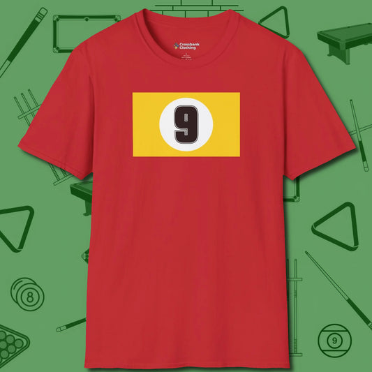 Nine Ball Stripe T-Shirt, front view, in Red it’s not a hobby — it’s a lifestyle