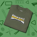 Nine Ball Letters T-Shirt, folded view, in Military Green because you don’t just play — you represent