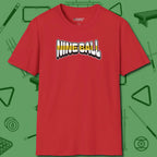 Nine Ball Letters T-Shirt, front view, in Red for players who live the game